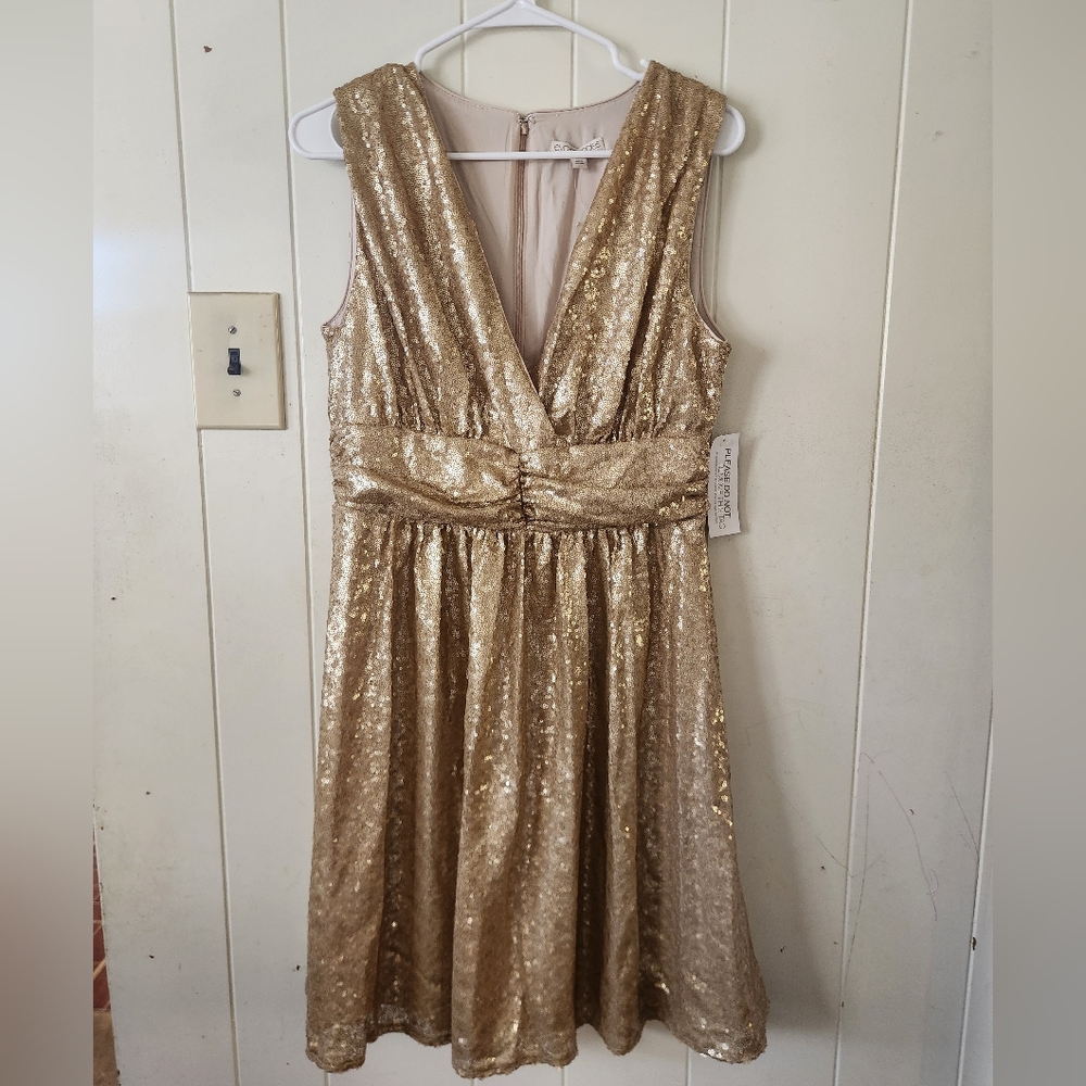 NWT Eva Mendes for New York & Company Gold Sequin Dress Size M